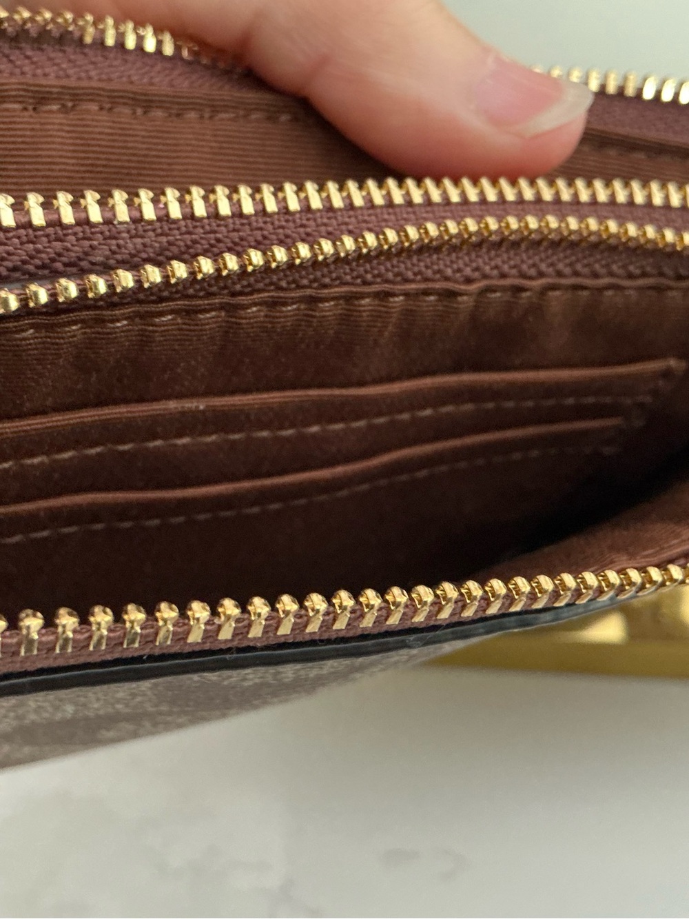 Coach Signature Canvas Zip Wristlet in Brown with Gold Hardware - Picture 3 of 3